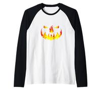 Pumpkin Jack O Lantern Fire Face Halloween Uomini Ragazzi Bambini Maglia con Maniche Raglan