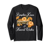 Pumpkin Kisses And Harvest Wishes Cute Fall Thanksgiving Maglia a Manica