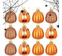 Pumpkin Ornaments for Tree - Thanksgiving Pumpkin Ball Decorations | Farmhouse Autumn Ornaments for Entryway Parties Yard Patio Outdoor | Fall Hanging Decorations | 12 Pieces Fall Decorative Pumpkins