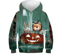 Pumpkin Parade - Whimsical Halloween Critters - Felpa per bambini, con cappuccio, per l'autunno, casual, a maniche lunghe, divertente da 8 a 10 anni