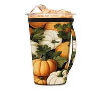 Pumpkin Patch - Manicotto riutilizzabile per caffè ghiacciato con manico, portabicchieri isolato in neoprene per bevande fredde, tazza da caffè accogliente, adatta a tazze, bicchieri, tazze da 510-907