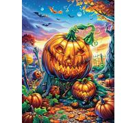 Pumpkin Patch with Jack-o'-Lanterns Puzzle 500 Pezzi Per Decorare La Parete Scenery Science Fiction Cartone Spesso Non Sbiadisce Per Camera Da Letto Con Cornice Inclusa Stampa Ad Alta Definizione 500