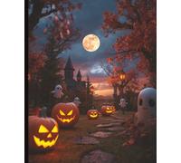 Pumpkin Path Halloween Composition Notebook - 7.5x9.25 Inches | 120 Pages | College Ruled Writing Journal with Ghosts, Moon, and Festive Fall Scene