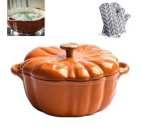 Pumpkin Slow Cooker,Soup Bowl with Handle 1.5/1.85L Ceramic Pumpkin Soup Bowl Ceramic Soup Bowl with Lid Halloween Decoration Stockpot Pots for Home (Orange)(16cm)