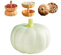 Pumpkin Snack Tray,Stacked Double-Layer Pumpkin Snack Holder with Lid,Detachable Pumpkin Shape Candy Bowls with Toothpick Storage for Christmas Halloween Decoration (Green)