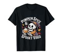 Pumpkin Spice And Spooky Vibes Halloween Woman Cute Funny Maglietta