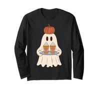 Pumpkin Spice Latte Ghost Halloween Fall Coffee Lover Maglia a Manica