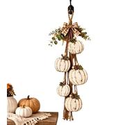 Pumpkin Swag Fall Porch Decor - Warm LED Lights Front Door Wreath