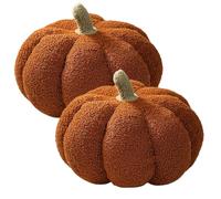 Pumpkin Throw Pillow - 2 Pieces 3D Soft Stuffed Cushions for Halloween Decor, Farmhouse Style with Plush Filling, Decorative Pillows for Couch, Sofa, Bed, Bedroom, Living Room, Porch, Indoor Outdoor