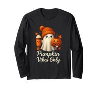 Pumpkin Vibes Only Cute Ghost Latte Fall Halloween Estetica Maglia a Manica