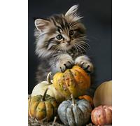 Pumpkin Whiskers Notebook: Autumn Cat-Themed Journal with Fall Mini Gourds, 130 College-Ruled Pages for Writing, Journaling, and Seasonal Reflections