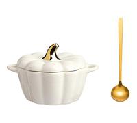 Pumpkin with Lid Casserole with Marmite Nonstick Coating Polyvalent Saucepan Pot Pot Contains Spoon Keep Nutritional Values And Flavors(white,0.27l) B