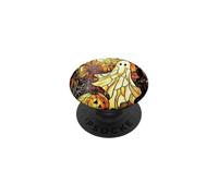 PumpkinGhost Spooky Stained Glass Ghost Pumpkin Pattern PopSockets PopGrip Adesivo
