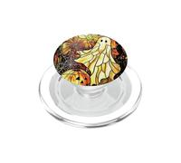 PumpkinGhost Spooky Stained Glass Ghost Pumpkin Pattern PopSockets PopGrip per MagSafe