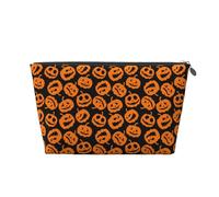 Pumpkins - Borsa per trucchi di Halloween, borsa da viaggio per cosmetici, borsa da trucco da donna, organizer per trucchi in pelle, graziosa borsa per il trucco, Argento, Taglia unica