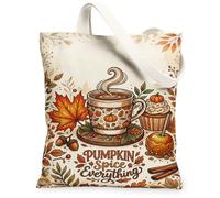 Pumpkins - Borsa tote in tela, fantasiosa borsa rustica con cupcake al caffè autunnale, 33 x 38 cm, Arancione, 13x15 Inch