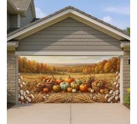 Pumpkins Copertura per porta del garage, cesto di raccolta rustico, in cotone, autunnale, arancione, decorazione per la casa per giardino, cortile, esterno, interno, sfondo per feste, 400 x 180 cm