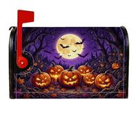 Pumpkins Coperture magnetiche per cassetta delle lettere, fantasiosi pipistrelli spettrali luna Halloween viola copertura per cassetta delle lettere per decorazioni esterne 53 x 64 cm