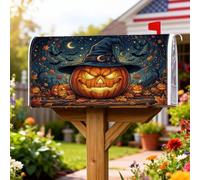 Pumpkins - Coperture magnetiche per cassetta delle lettere, stile rustico festivo, cappello da strega, pipistrelli, per Halloween, decorazione per giardino, patio, 53 x 64 cm