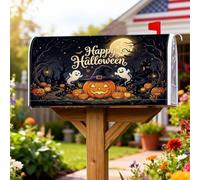 Pumpkins Coperture magnetiche per cassetta postale, fantasioso fantasma spettrale cappello da strega Halloween arancione copertura per cassetta delle lettere per decorazione porta d'ingresso, 53 x 64