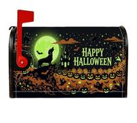 Pumpkins - Coperture magnetiche per cassetta postale, motivo gatto stregato, casa stregata, Halloween, colore nero, decorazione per cortile, 53 x 64 cm