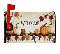 Pumpkins - Coperture magnetiche per cassette postali, con foglie rustiche autunnali e foglie di vite, arancioni, per esterni, decorazione da cortile, 53 x 64 cm