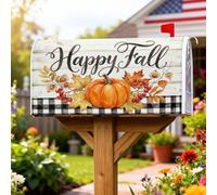Pumpkins - Coperture magnetiche per cassette postali, decorazione rustica per cassetta postale con foglie e bacche autunnali arancioni per la porta d'ingresso, 53 x 64 cm