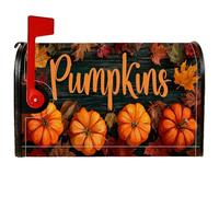 Pumpkins - Coperture magnetiche per cassette postali, decorazioni autunnali per cassetta postale in legno con foglie autunnali arancioni, decorazione per cortile, 45,7 x 53,3 cm