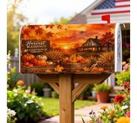 Pumpkins - Coperture magnetiche per cassette postali, rustiche, autunnali, foglie autunnali, tramonto, autunno, arancione, decorazioni per cassette postali per esterni, 53 x 65,5 cm