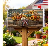 Pumpkins - Coperture magnetiche per cassette postali, rustiche con girasole e bandiera americana, decorazione per casa e giardino, 53 x 64 cm