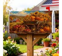 Pumpkins - Coperture magnetiche per cassette postali, rustiche, con girasole e frutta, decorazione per esterni, 45 x 53 cm