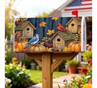 Pumpkins Coperture magnetiche per cassette postali, rustiche fattorie blu cardinale blu ghiandaia autunnale arancione, protezione per la decorazione del portico anteriore, 45,7 x 53,7 cm