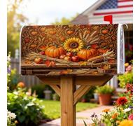 Pumpkins - Coperture magnetiche per cassette postali, rustiche, festive, girasole, mais, autunno, arancione, decorazione per porta d'ingresso, 53 x 65,5 cm