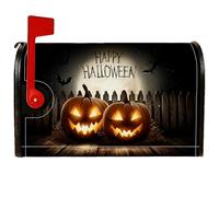 Pumpkins Coperture magnetiche per cassette postali, standard, con pipistrelli spettrali di Halloween, copertura arancione per le vacanze, decorazione per giardino, patio, 45,7 x 53,7 cm