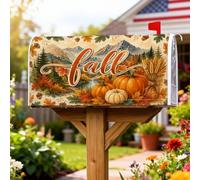 Pumpkins - Coperture magnetiche per cassette postali, stile rustico, con foglie e montagne, arancione, decorazione per porta d'ingresso, 45,7 x 53,3 cm