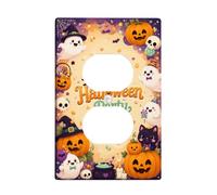 Pumpkins Duplex Outlet Covers Placca da parete, fantasioso teschio fantasma festivo Halloween arancione dimensioni standard doppia presa di corrente piastra di copertura per soggiorno camera da letto