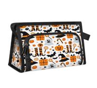 Pumpkins Ghost Bat Borsa da toilette da viaggio per donne, uomini, ragazze, ragazzi, fantasma di Halloween, multifunzionale, borsa per il trucco per lavare articoli da toeletta cosmetici borsa da