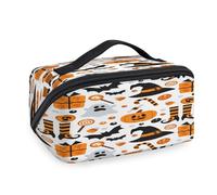 Pumpkins Ghost Bat Borse per il trucco da viaggio per donne uomini ragazze ragazzi Halloween Ghost Wash Pouch Bag Portable Toiletry Cosmetic Toiletries Organizer Shower Bag