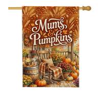 Pumpkins House Flag, rustica accogliente sedia mamma autunno arancione double face iuta esterna grande bandiera da giardino per esterni prato cortile patio ingresso 71 x 101 cm