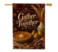 Pumpkins Pie House Flag, bandiera rustica tradizionale con frutta di grano del Ringraziamento marrone double face grande bandiera da giardino per esterni, prato, cortile, patio, ingresso 71 x 101 cm