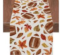 Pumpkins - Runner da tavola con foglie d'acero, in cotone e lino, stagionale, per sala da pranzo, tavolino da caffè, cucina, isola autunno, festival, feste, decorazione per interni ed esterni (#13, 33