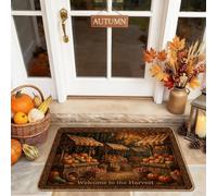 Pumpkins - Zerbino con scritta "Welcome", stile rustico, tradizionale, con vendemmia, marrone, antiscivolo, per pavimento, decorazione per la casa, ingresso, portico esterno, balcone, 73 x 43 cm