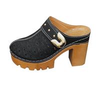 Pumps, pantofole da donna con tacco altissimo e plateau, da donna, con tacco alto, da donna, sandali chiusi, scarpe a spillo, Nero , 36 EU