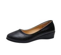 Pumps, scarpe da ballo da donna, con zeppa, ballerina, scarpe chiuse, comode e leggere, eleganti scarpe estive, yoga, opache, traspiranti, Nero , 38 EU