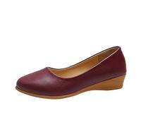 Pumps, scarpe da ballo da donna, con zeppa, ballerina, scarpe chiuse, comode e leggere, eleganti scarpe estive, yoga, opache, traspiranti, Vino, 37 EU