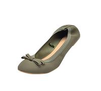 Pumps - Scarpe da ballo da donna, eleganti, imbottite, per barche, basse, eleganti, comode, morbide, classiche ballerine, verde, 40 EU