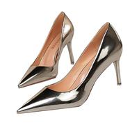 Pumps - Scarpe da donna a punta alta, con tacco alto, in argento, con brillantini, da sera, da sposa, da sposa, grigio., 37 EU