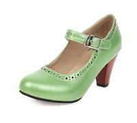Pumps, scarpe da donna con piedi larghi, eleganti con tacco, scarpe da sposa, scarpe da ballo estive, comode da donna, per feste tradizionali Dirndl matrimoni, 02 verde., 38 EU