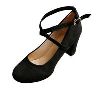 Pumps, scarpe da donna in velluto Dirndl, con cinghia, eleganti scarpe da ballo a croce, cinturino alla caviglia, per matrimoni, Oktoberfest e feste, Nero , 35 EU