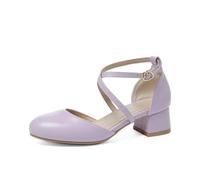 Pumps Spring and Autumn Fashion Shallow Mouth Elegant Lolita Round Toe Sweet Cross-Tied Women's Shoes, Lilla, 41 EU